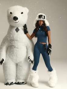 Women's Short-Sleeve Long Pants Slim-Fit Casual Activewear Set, Comfortable & Breathable, Suitable For Sports And Leisure Wear - 藏蓝色 - 查看 4