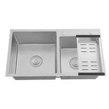 SENDERPICK Fregadero de cocina de acero inoxidable de 78x43x21 cm, fregadero encastrable, 2 senos con escurridor, fregadero de cocina, fregadero bajo encimera, lavabo de cocina, fregadero de acero inoxidable para cocinas comerciales