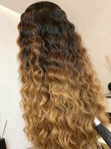 250 Density Highlight Brown Ombre Colored Deep Wave High Density 13X4 HD Transparent Lace Front Wig Deep Curly Brown Colored Remy Lace Frontal Human Hair Wigs Knots Bleached Pre Plucked With Baby Hair Wavy Loose Deep Wave Glueeless Wigs - Bắt nguồn từ & Ombre - Xem 4