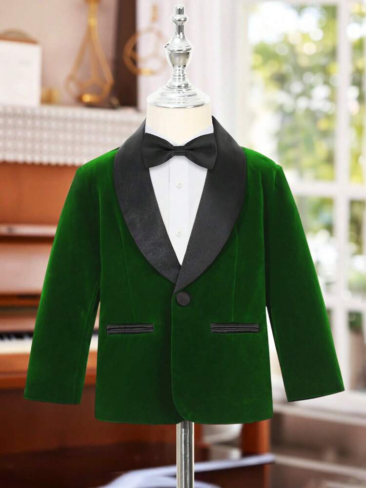 1 Áo khoác vest nam lịch lãm, áo khoác cổ lọ, trang phục trang trọng cho bé trai dự tiệc sinh nhật, đám cưới - màu xanh lá - Xem 5