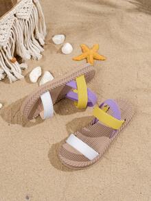 2025新款彩色凉鞋沙滩凉鞋波西米亚风高中时尚凉鞋软底凉鞋耐磨时尚凉鞋名品凉鞋厚底舒适凉鞋 - 白色 - 查看 5