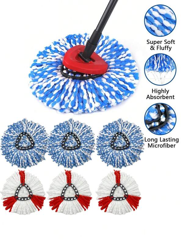 1/3 szt. wymiennych głowic mopa obrotowego, odpowiednich do mopa obrotowego, zmywalnych i trwałych głowic mopa, do użytku na sucho i mokro, głowice mopa do czyszczenia kurzu, łatwe do czyszczenia, artykuły czyszczące, akcesoria do czyszczenia