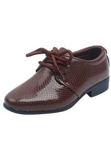 1 Đôi giày bệt mũi nhọn họa tiết cá sấu cổ điển dành cho bé trai, phù hợp cho trang phục thường ngày, trang trọng, dự tiệc, mùa xuân/thu - màu nâu - Xem 4