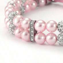 1pc Faux Pearl & Rhinestone Decor Pet Collar - Hồng - Xem 5