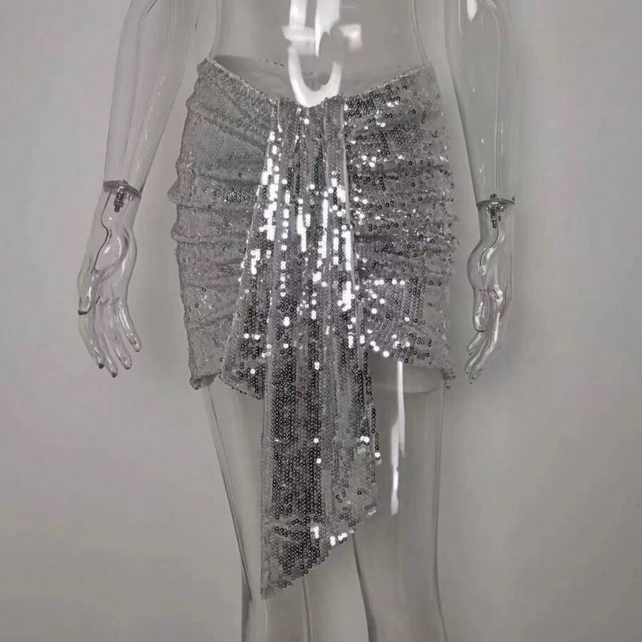 Europäischer und amerikanischer neuer Stil Urlaub Damenkleid Wunsch sexy Pailletten Damenrock Bodycon Party Midi-Rock