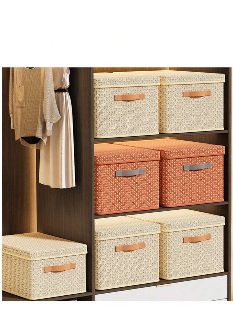 Caja de almacenaje en forma de V con tapa, plegable y de cartón duro reforzado, ideal para ropa y edredones, perfecta para el hogar. Dos colores, dos tamaños.