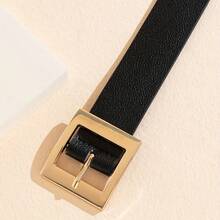 Classic Square PU Belt Classic Embossed Solid Color Jeans Pants Waistband Casual Coat Girdle Women - Cá sấu trắng - Xem 3