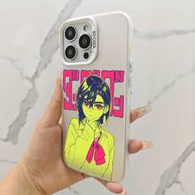 Funda de teléfono de chica con signo de la paz de anime popular Dandadan para iPhone 17 16 15 14 13 12 11 Pro Max X XR XS Max 26 Plus, a la moda, resistente a la suciedad, moderna, colorida en plata, funda protectora rígida colorida - Mezcla de colores - Ver 4