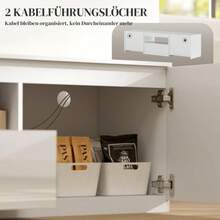 HOMCOM TV Schrank Lowboard Mit 2 Türen, Schublade, 160 Cm Lang Fernsehtisch Für Fernseher Bis Zu 65 Zoll, TV Board Mit Kabelmanagement Für Wohnzimmer, Weiß - White - View 6