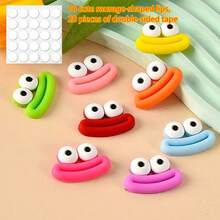 10pcs Soft Rubber Funny Cute Sausage Mouth Colorful Stickers, DIY Phone Case, Hair Accessories, Shoe Decor, Craft Supplies