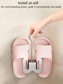 3/2/1 件套浴室拖鞋壁挂架，无需钻孔，带橡胶条，可粘贴在墙上，适用于卧室、衣柜、淋浴房、浴室、马桶地漏等场所，可放置拖鞋、运动鞋、休闲鞋、帆布鞋等，使用方便。 - 彩色 - 查看 2