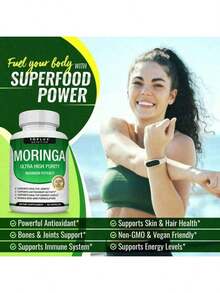 Selling Fast!Moringa Capsules 1200mg - Pure Moringa Powder For Immune, Gut Health 90 Capsules. Women's Health. - 1件 - 查看 10