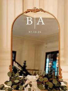 Customized "Welcome To My Wedding" Wedding Decoration Crystal Transfer Sticker. Make Your Mirror Unique In Style. Customize The Names Of The Bride And Groom And The Wedding Date. Decorate The Wedding Venue, Create Personalized Crafts. Bedroom Mirror Decoration. Wall Decoration, Celebration Sticker. - Multicolor - View 3