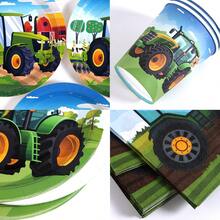 Green Farm Harvester 10-Piece Disposable Plate, Napkin And Cup Set, Includes Plates, Napkins And Cups, Suitable For 10 Guests, Disposable Paper Plates Party Supplies For Birthday, Wedding, Party, Family Picnic - Multicolor - View 3