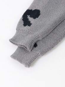 1件少女百搭时尚休闲可爱毛衣，秋冬季 - 灰色 - 查看 5