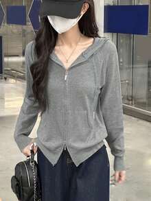 Fashionable Loose Casual Cardigans For Petite Women - Grey - View 1