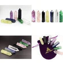 Healing Crystal Wands Point Faceted Prism Bars For Reiki Chakra Meditation Therapy Deco - Setof7 - View 1