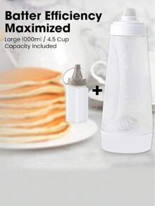 1个/2个1000毫升手摇式面糊搅拌瓶分配器，面糊搅拌瓶；奶油煎饼；煎饼面糊搅拌瓶，按压式煎饼奶油分配瓶带刻度，奶油打发瓶和调味挤压瓶，迷你透明酱汁瓶。 - 無色 - 查看 12