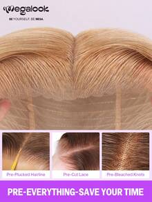 MEGALOOK 6"X5" Silky Straight Hairline Transparent Lace Front Wig, Milk Tea Brown Color - S20L - View 8