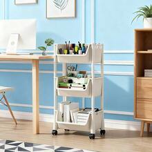 Carrito de almacenamiento móvil de cinco niveles con diseño con ruedas, adecuado para la sala de estar, el dormitorio y la cocina. Organiza libros y artículos de papelería del dormitorio. Estantería de almacenamiento multifuncional disponible en colores macaron/blanco. Regalo práctico para decoración de Halloween/Navidad - Multicolor - Ver 7