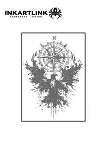 INKARTLINK 维京凤凰临时纹身贴纸，北欧神话不朽之鸟纹身贴纸，防水持久15天，战神图腾贴纸 - 黑色 - 查看 3
