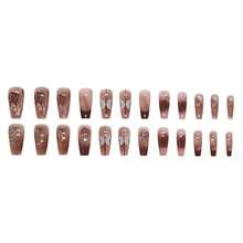 Dark Red Press On Nails French Coffin Fake Nails Tips Full Cover Butterfly Medium False Nails For Women And FFgirls 24PCS{Inchcolor_nameinch:InchNails-09inch} - 指甲-09 - 查看 5