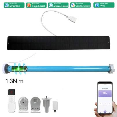 WiFi Smart Home Battery Powered Smart Curtain Motor For 37mm 38mm Diameter, Rechargeable Wireless Roller Blind Motor, Compatible With Alexa Home And Yandex Alice