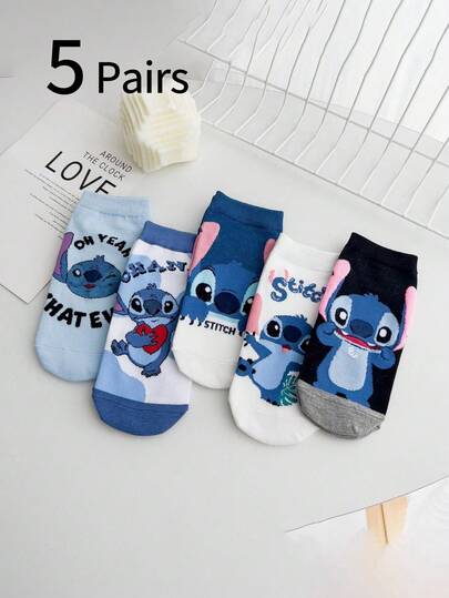 5 pares de calcetines para niños, calcetines tipo tobillero con estampado de puntada para niños y niñas, calcetines cortos livianos y transpirables, calcetines diarios lindos para estudiantes de 8 a 16 años, primavera/verano