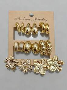 16 Stücke minimalistisches hochwertiges UV-beschichtetes CCB Harz Ohrstecker Set, C-förmiges Creolen Set, neue beschichtete Ohrringe für Frauen, Hip-Hop Schmuck, geometrische Ohrringe, Alltagsschmuck, Geschenk für Freundin/Familie/Freunde