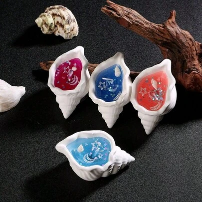 1pc Shell Shaped Scented Candle, Home & Bedroom Fragrance Decor, Creative Ambiance Fragrance, Handmade Soy Wax Candle, Shell & Starfish Shaped Candle, Aromatherapy Candle, Home Deodorizer. Shell Exterior Design Prevents Burning, Suitable For Living Room, Bedroom Or Bathroom To Add Fragrance, Wedding Party & Romantic Decoration