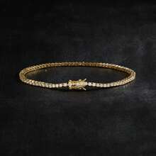 MDFUN Pulseira de Tênis de 2,0 mm para Mulheres e Homens, Banhada a Ouro Branco/Amarelo de 18K, Zircônia Cúbica Redonda de 2 mm, Pulseira de Tênis Clássica, Presente de Joias de Natal para Mães