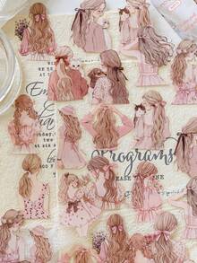 30pcs/Pack Vintage Girl Silhouette Stickers, Scrapbooking Decorative Stickers For Diary, Photo Album, Craft DIY - Multicolor - View 7