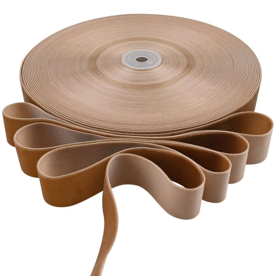 1pc 4.57m Single-Sided Non-Elastic Colorful Flocked Ribbon, Flocked Satin Ribbon, Bow DIY Clothing Christmas Decoration Ribbon (Length May Vary Due To Manual Measurement) - Size 25 Light Brown - View 1