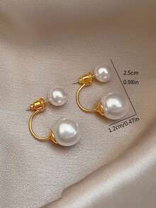 1对时尚简约白色仿珍珠耳环，设计百搭优雅，适合女性在圣诞节、情人节、婚礼、派对和日常场合佩戴。 - 彩色 - 查看 4