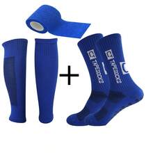 3 Stücke/Set selbstklebende Fußballsocken für Herren, dick, feuchtigkeitsableitend, rutschfest, stoßabsorbierend Kniestrümpfe für Basketball Sport mit Beinmanschette & Bandage