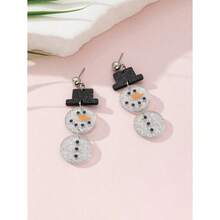 1 Pair Cute Colorful Snowman Design Fashion Jewelry Earrings For Women, Perfect Decoration For Holiday Parties - Multicolor - View 3