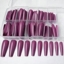 120pc Coffin Press On Nails Medium Length Colored Long Ballerina Fake Nails Full Cover Acrylic Tips False Artificial Fingernails Deep Magenta Medium Coffin Presson Nails For Women FFgirls{Inchcolor_nameinch:InchDarkMagentainch} - 深洋紅色 - 查看 7