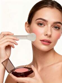 1 Peça Conjunto de Pincéis de Maquiagem de Duas Pontas, Incluindo Pincel Blush Angulado, Pincel Blush Redondo e Pincel de Pó, para Mulheres