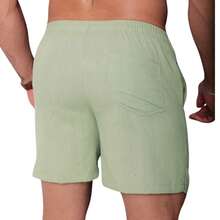 Men's Linen Shorts, Men's Linen Bermuda Shorts, Men's Casual Shorts, Premium Linen Shorts, Linen Dress Shorts, Men's Summer Shorts, Men's Slim Bermuda Shorts, Comfortable Men's Shorts, Stylish Men's Clothing, Men's Summer Fashion, Casual Men's Look, Shorts With Pockets, Men's Drawstring Shorts, Men's Beach Outfit, Lightweight Men's Shorts, Casual Weekend, Christmas, Father's Day, New Year's, Valentine's Day, Elegant, Basic - 淺綠色/米色 - 查看 2