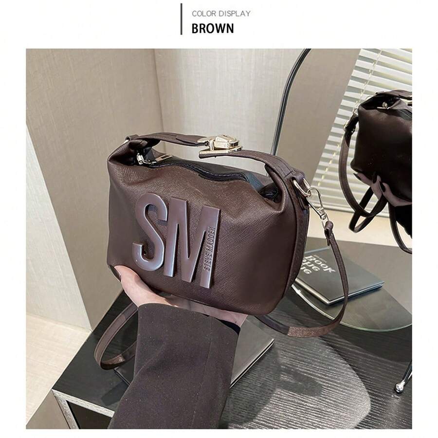 Square Crossbody Bag For Women  Letter Small Shoulder Purse Casual Handbag For Office Party Club - màu nâu - Xem 1