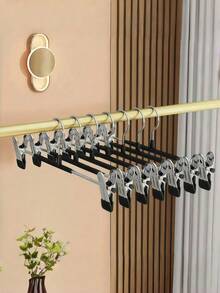 10PCS No Trace Plastic Coated Stainless Steel Pants Hangers Adjustable Non Slip Clips For Trousers Skirts Clothes Organizer Wardrobe Storage Home - Multicolor - View 5