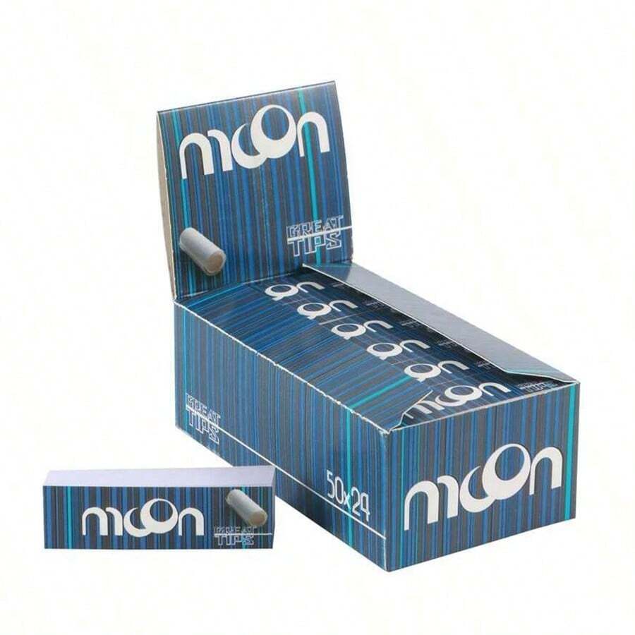 24 Booklets Rolling Paper Filter Tips - Blue and White - View 1