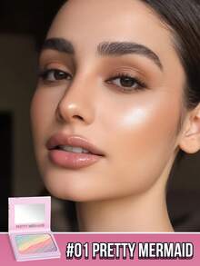 MISSLYN-PRETTY MERMAID RAINBOW HIGHLIGHTER, Shimmer, Pigment Rich & Silky Formula, Natural Glow, Illuminator Highlighter, Lightweight, Multi-Color Highliter, Lightweight, Professional Natural Glow Facial Highlighters - PRETTY MERMAID - 查看 2