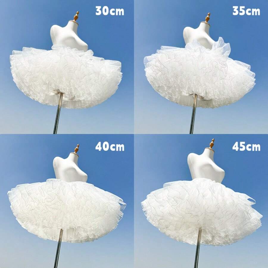 1 chiếc váy lót Lolita bằng vải tuyn trắng bồng bềnh, thích hợp cho cosplay, dạ hội, váy lót cô dâu, váy múa ba lê, váy tuyn 4 lớp, Halloween. - trắng - Xem 1