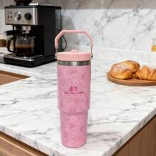 SCALON 30盎司/900毫升 1个装 大容量吸管保温杯，带手柄和吸管，便携式不锈钢真空防漏水瓶，冰杯，旅行杯，保温/冷饮杯，适合旅行、学校、办公室、户外、健身房、居家使用，是送给朋友、家人、节日、生日的绝佳礼物（含吸管），也是理想的圣诞节/万圣节礼物，四季皆宜。 - 彩色 - 查看 2