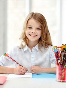 12pcs Christmas Big Leather Pencil, Cartoon Kindergarten Elementary School Students Can Eraser Christmas Prize Gift