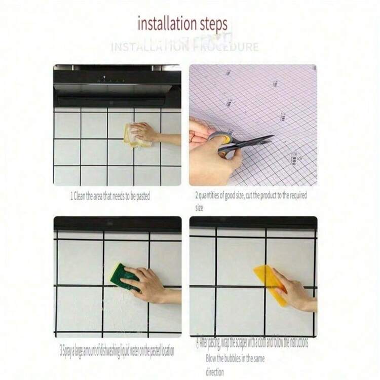 PP静电贴膜（1卷） - 防水、防油、无需胶水、可移除、可重复使用 - 适用于厨房防溅板、瓷砖、宿舍装饰、橱柜 - 易于清洁，不留残胶 厨房配件 厨房用品 厨房装饰 墙纸 墙贴 墙面装饰 墙贴 - 透明 - 查看 7