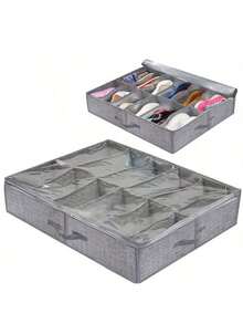 صندوق تخزين الأحذية تحت السرير قوي 1/2 قطعة، يمكن استخدامه للأحذية والنعال والكعب العالي وما إلى ذلك. يمكن استخدامه تحت السرير أو خزانة الأحذية، مع نافذة شفافة وتهوية جيدة