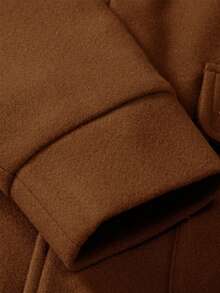 Chaqueta casual de manga larga con solapa de mezcla de lana para hombres, color marrón, adecuada para otoño/invierno, viajes diarios, calle, exterior - Marrón - Ver 6