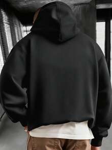 Plus Size Herren Kapuzenpullover Lässiger Straßen Hoodie Druckmuster - Schwarz - Übersicht 3